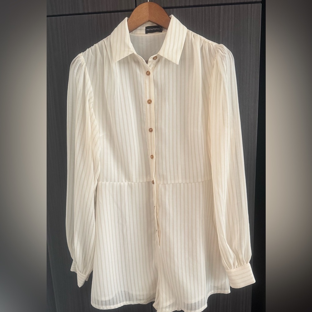 NEW without tags PrettyLittleThing Cream Striped Romper